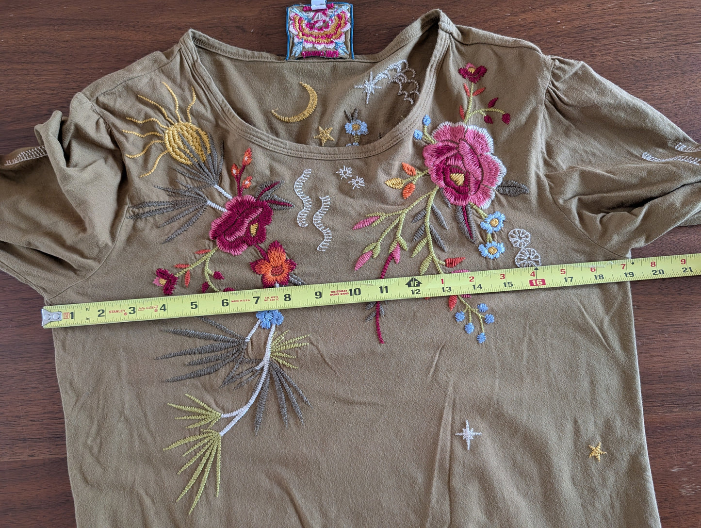 Johnny Was Floral Embroidered Whimsical Cotton Top -S