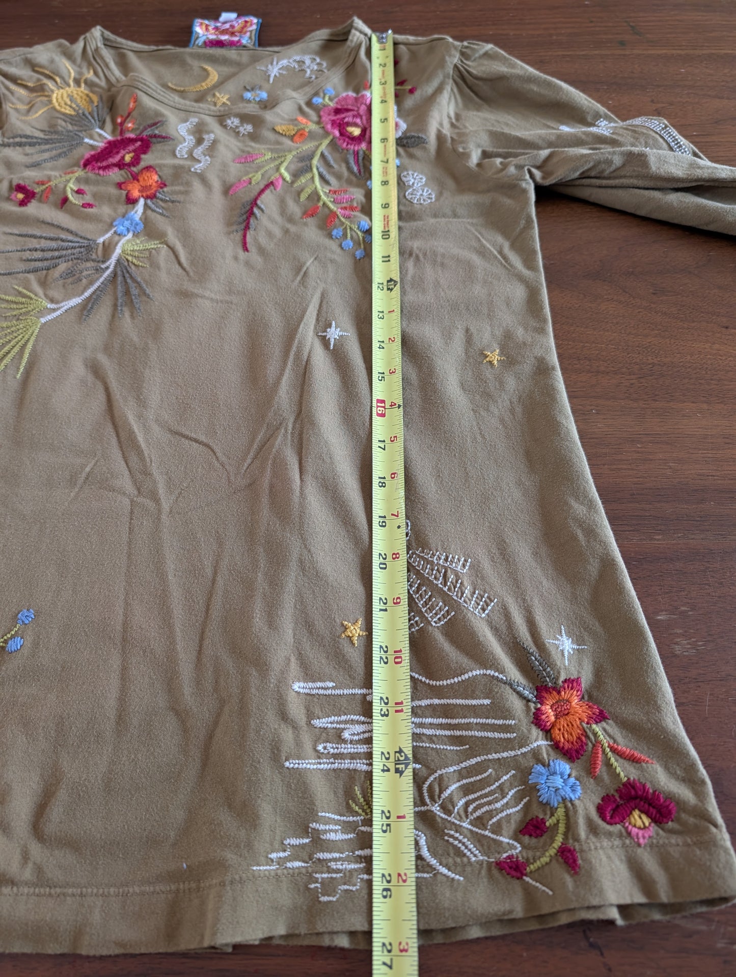 Johnny Was Floral Embroidered Whimsical Cotton Top -S