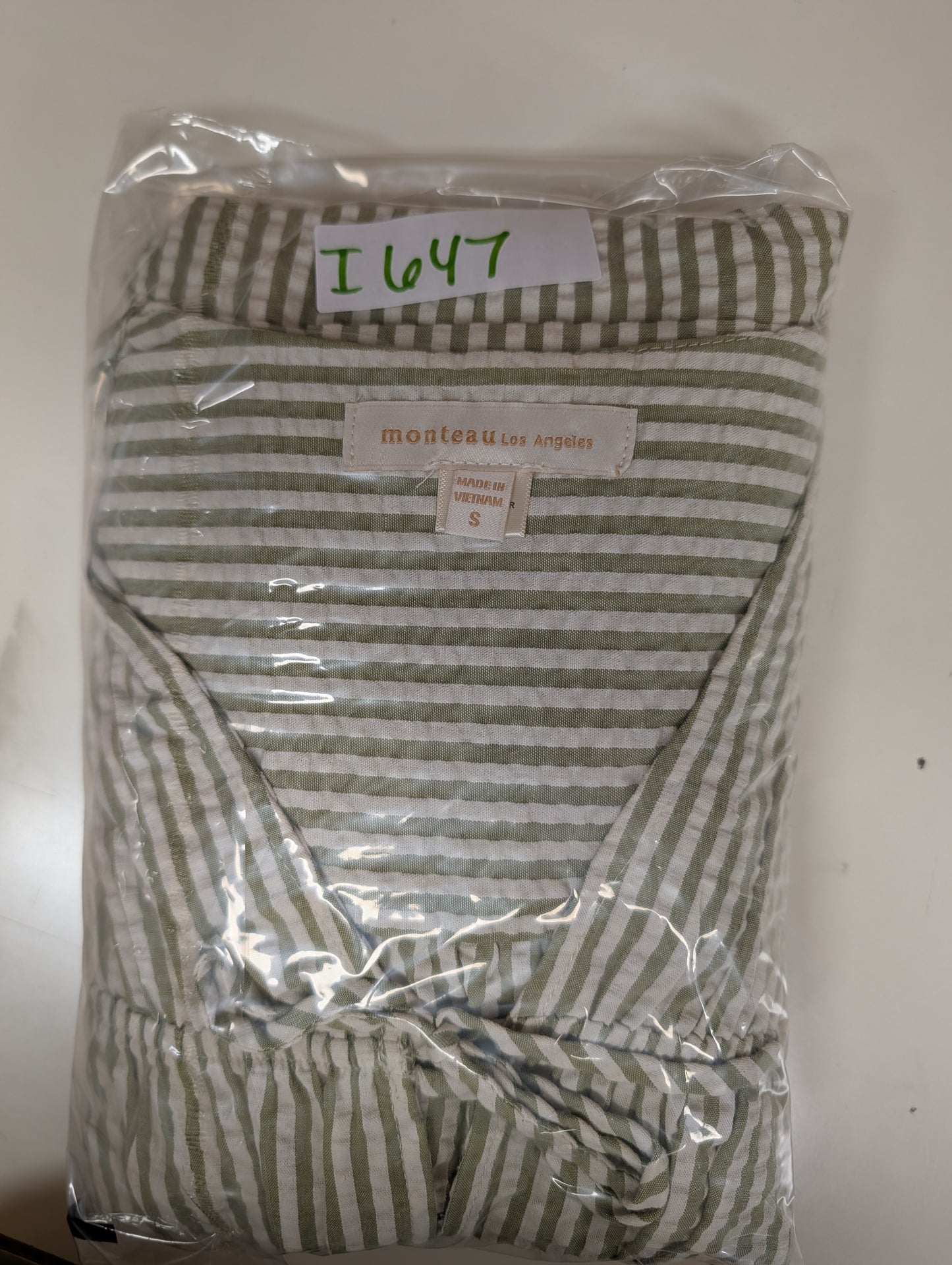 Monteau Los Angeles Striped Seersucker Jumpsuit - S