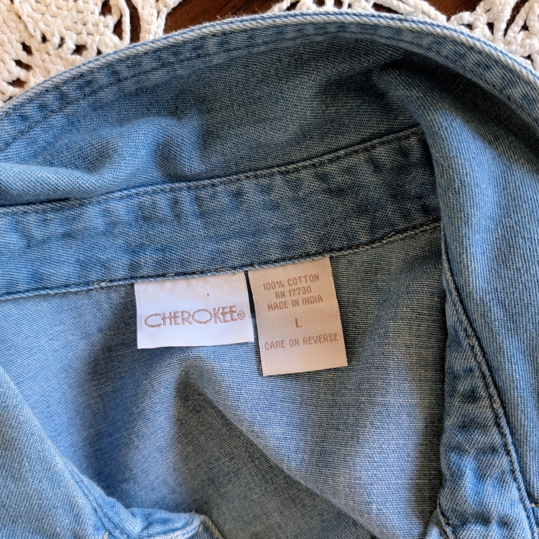 Vintage Cherokee Denim Maxi Shirt Dress - L