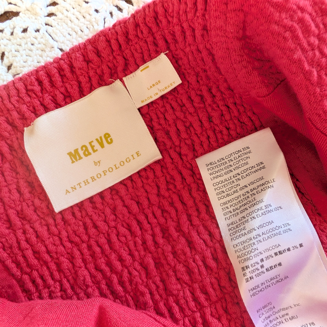 Maeve Anthropologie Puff-Sleeve Mini Dress - L