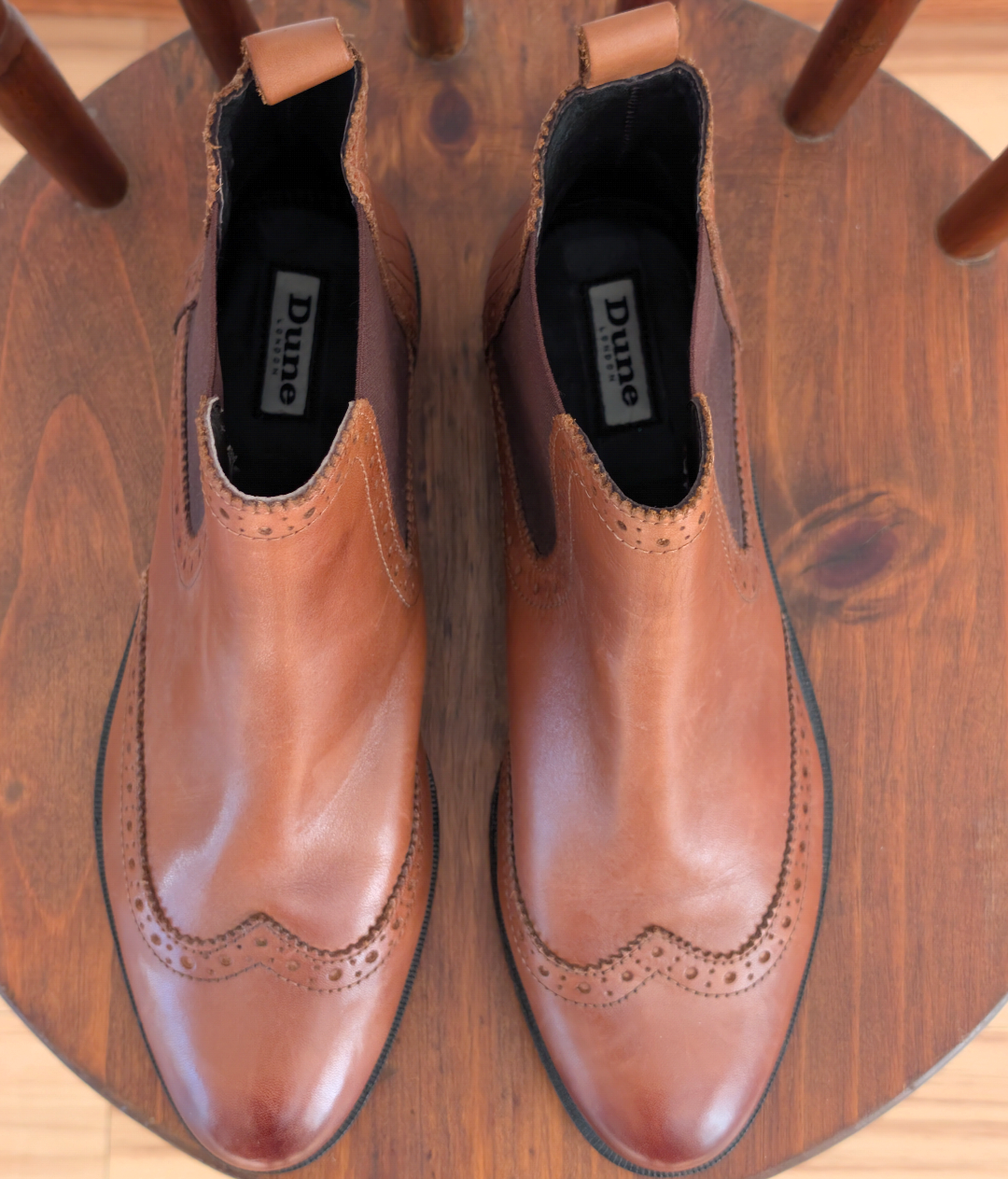 Thursday Dune LONDON Quest Brogue Leather Chelsea Ankle Boots - 9