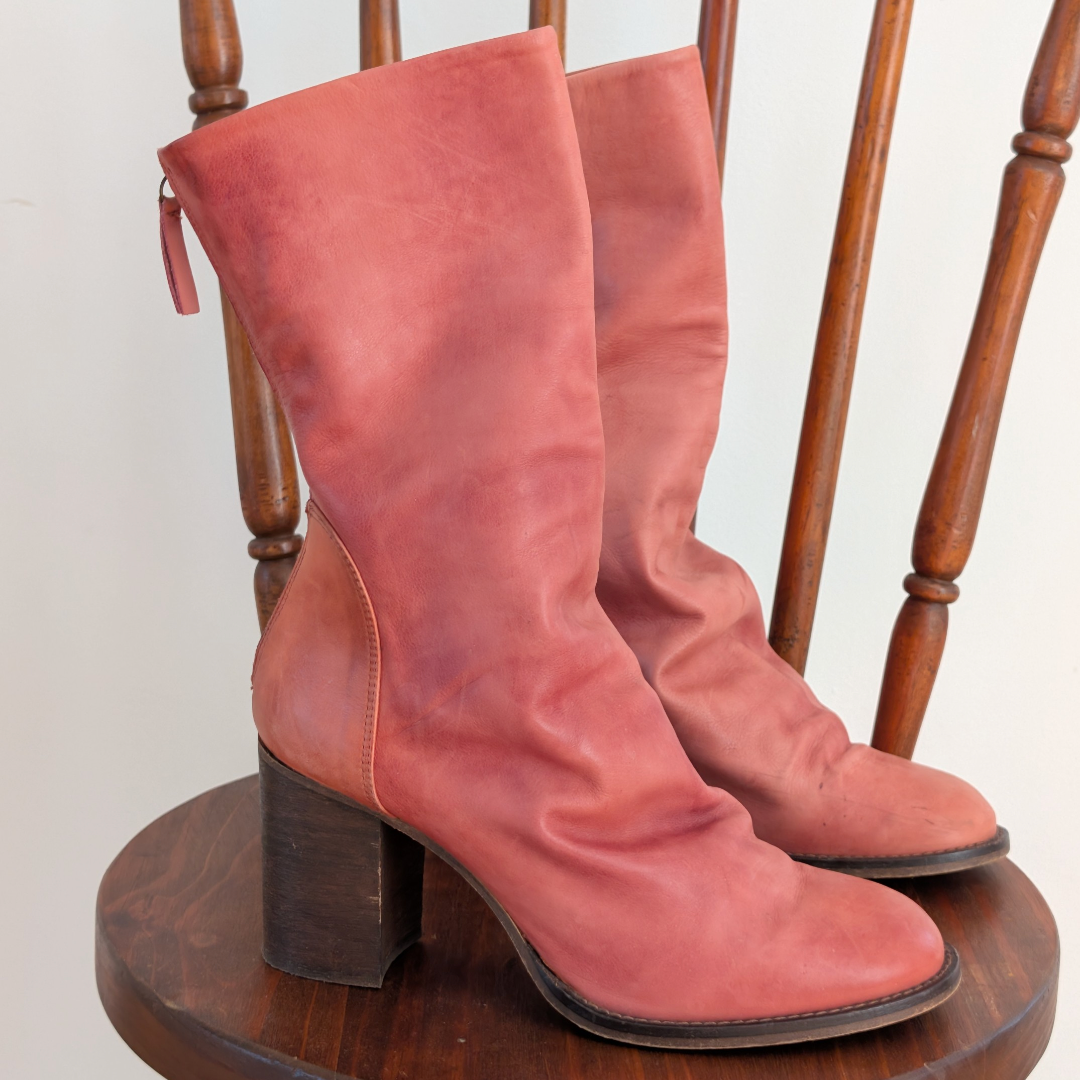 Free People Elle Block Heel Boots Leather - 9