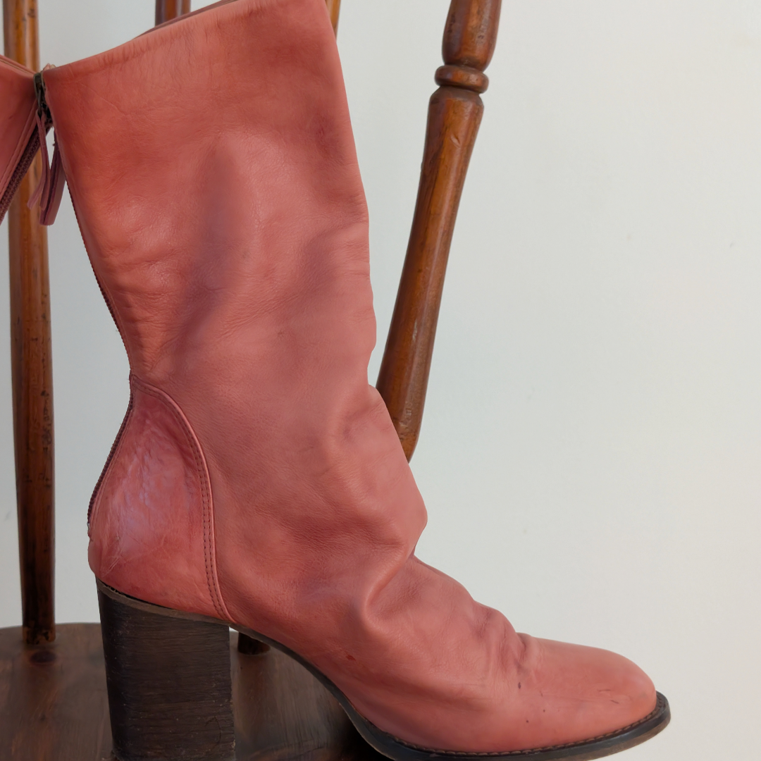 Free People Elle Block Heel Boots Leather - 9