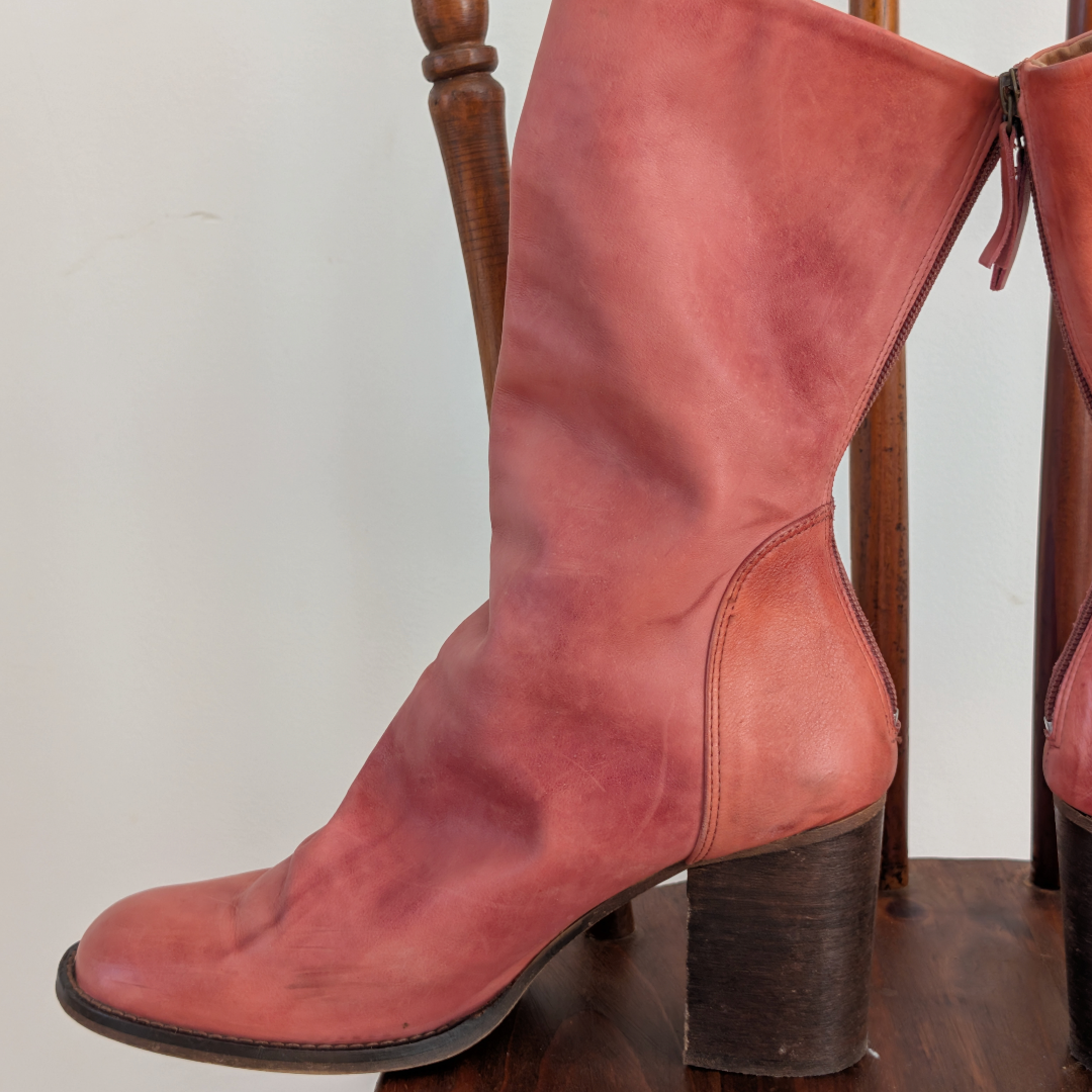 Free People Elle Block Heel Boots Leather - 9