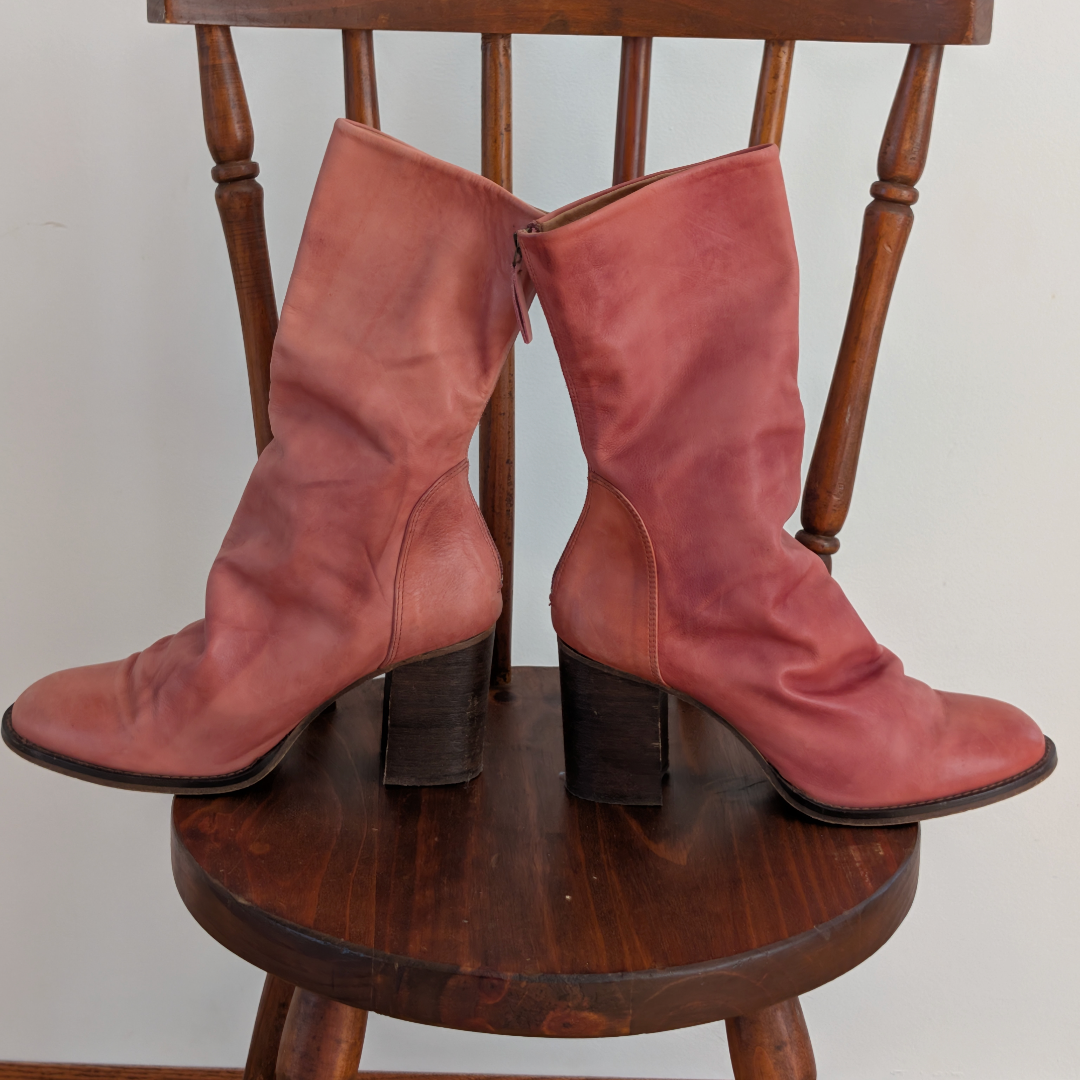 Free People Elle Block Heel Boots Leather - 9
