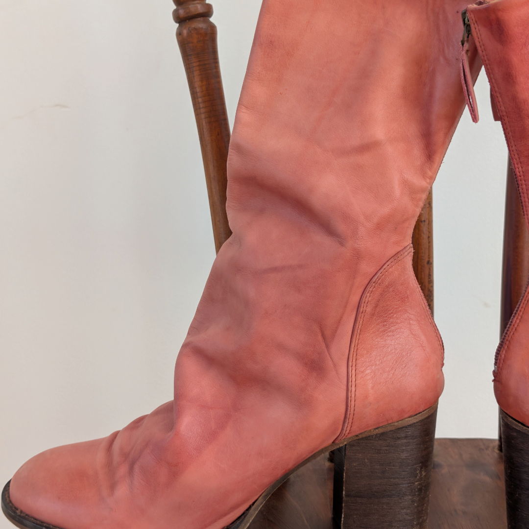 Free People Elle Block Heel Boots Leather - 9