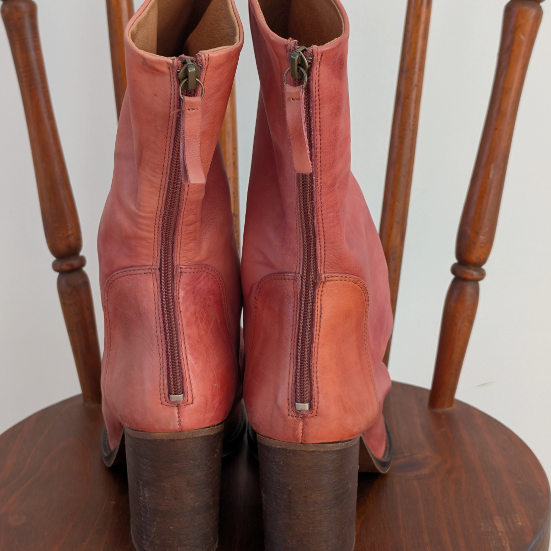 Free People Elle Block Heel Boots Leather - 9