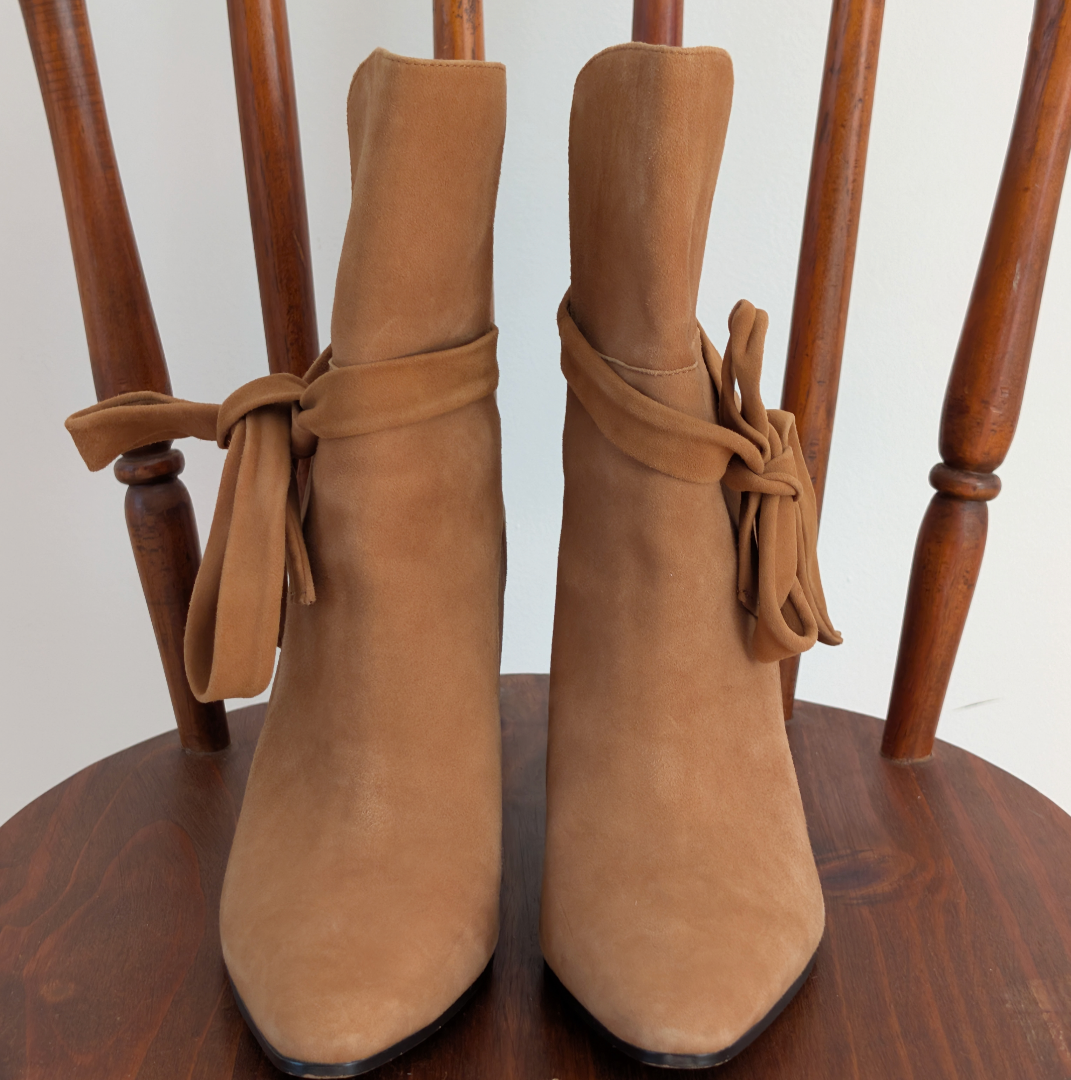 Banana Republic Canton Suede Tie Bow Block Heel Booties - 9