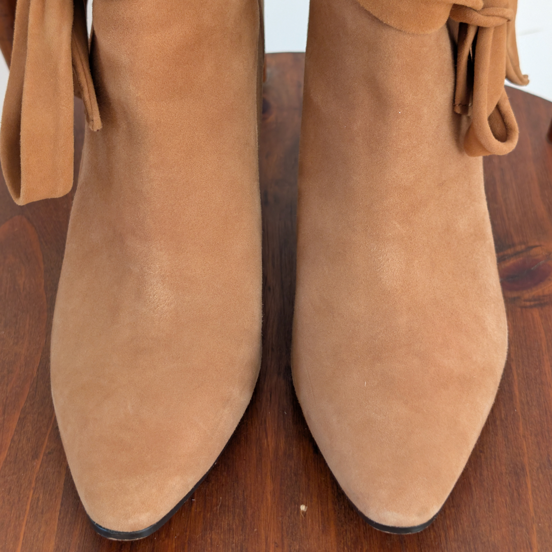 Banana Republic Canton Suede Tie Bow Block Heel Booties - 9