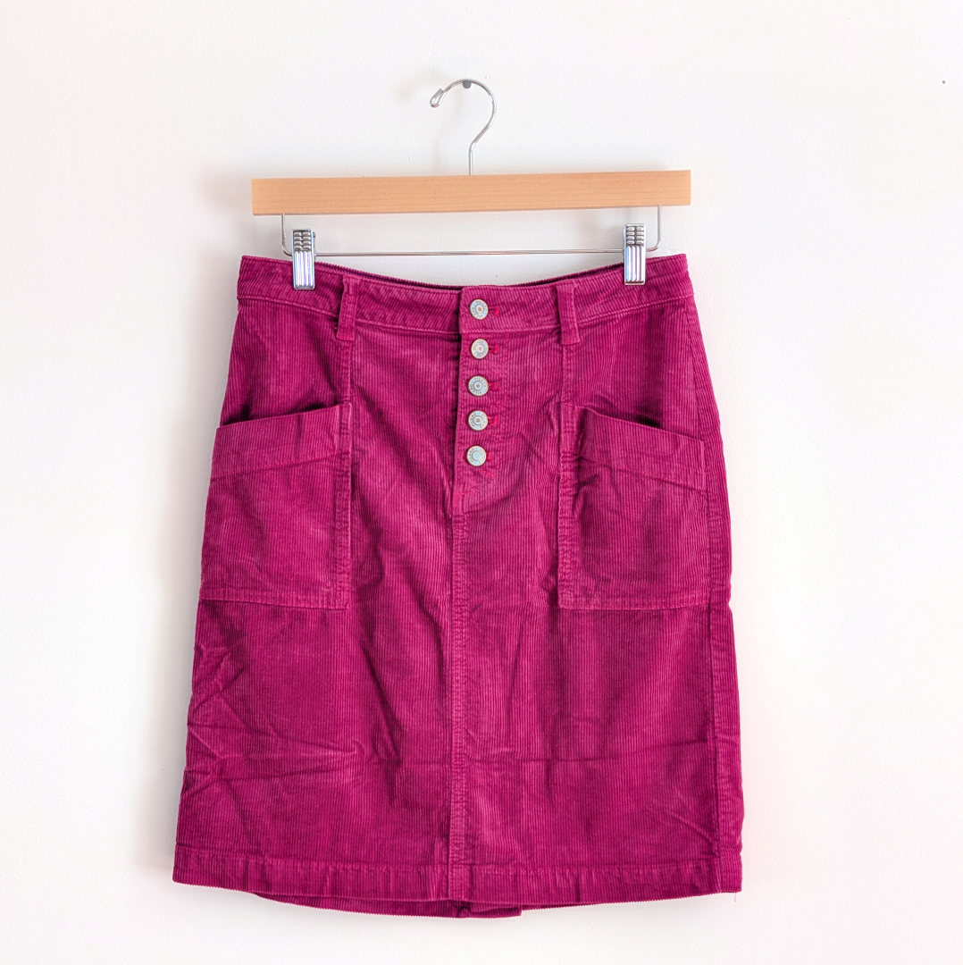 Anthropologie Pilcro Magenta Corduroy Button-Front Skirt - 2